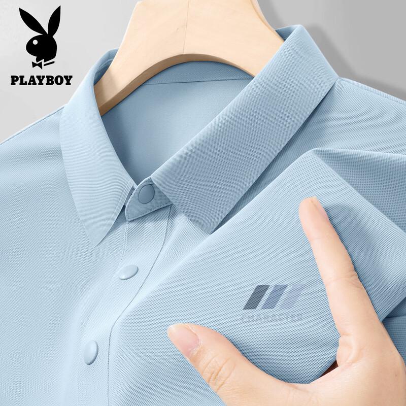 PLAYBOY Men s Ice Silk Quick-Dry Short Sleeve Polo Shirt XL