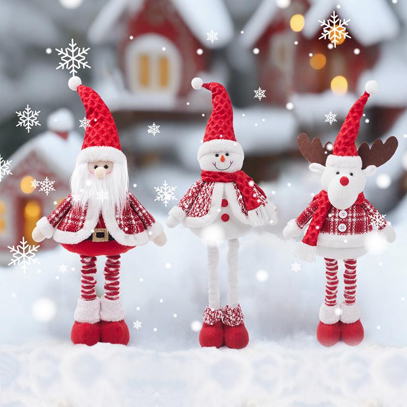 Retractable Festive Ornaments Santa Deer Snowman Polyester Sculpture Space Saving Tabletop Holiday Display