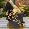 Cake Toppers Happy Birthday Cake Topper Black Gold Balls Cake Decorations for Birthday Wedding Baby Shower Party Decoration
