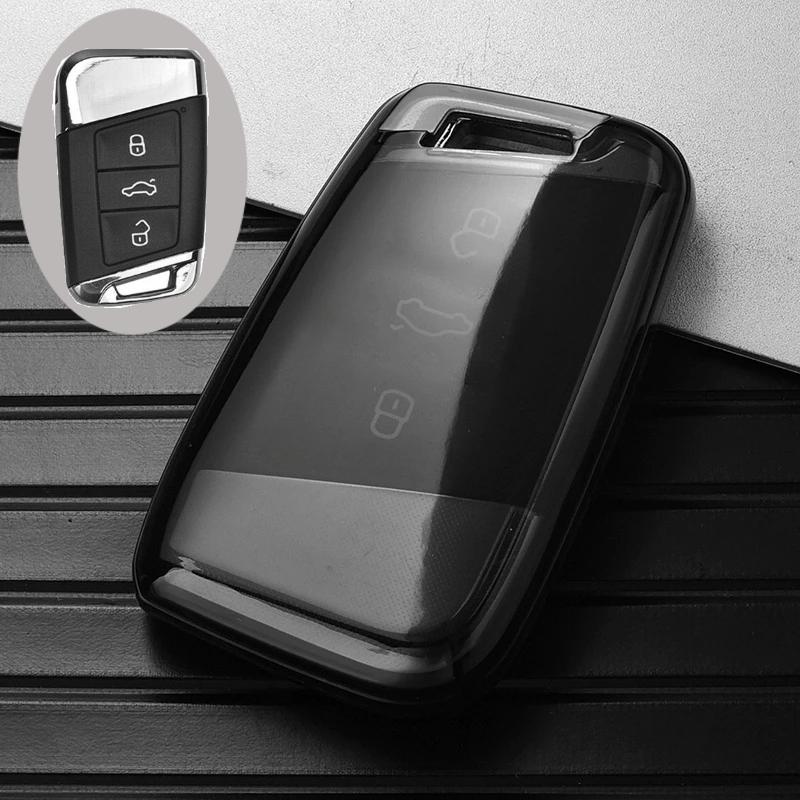 Geantă de husă pentru chei de mașină, transparentă, moale, TPU, pentru VW Volkseagen Passat B8 Magotan pentru Skoda Superb A7 Kodiaq Seat Shell Fob