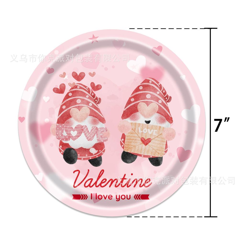 Pink Valentine's Day Tableware Set, Paper Plates, Paper Cups, Tissues, Tablecloths, Party Decoration, Scene Decoration and Arrangement Supplies