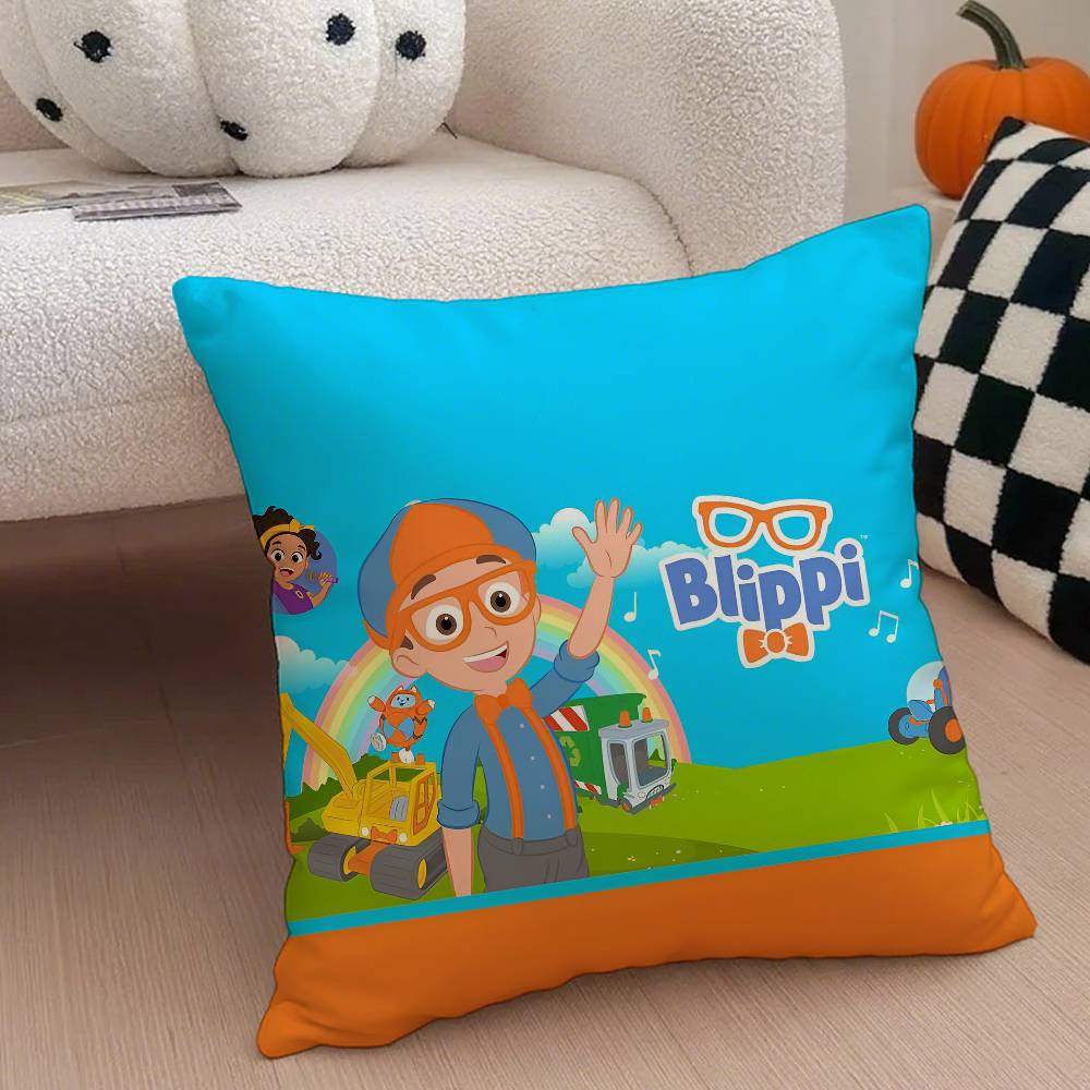 Kwaii Anime B-Blippis Pillow Case Anti-Dustmite Pillowcase Invisible Zipper Silky Short Plush Sofa Cushion Cover