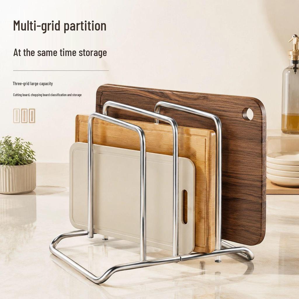 Stainless Steel Pot Lid and Cutting Board Storage Rack