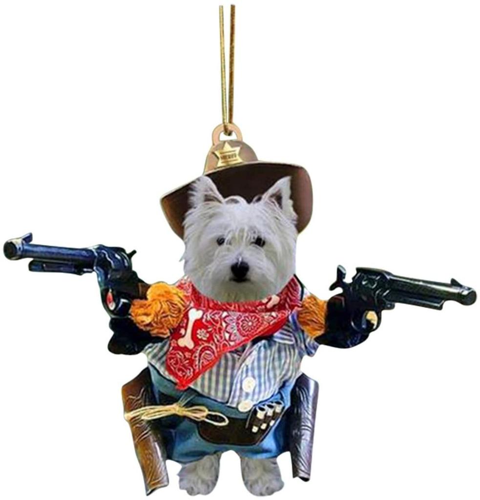 Acrylic Unique Dog Gun Car Ornament Festive Cartoon Style Decor For Auto Interiors
