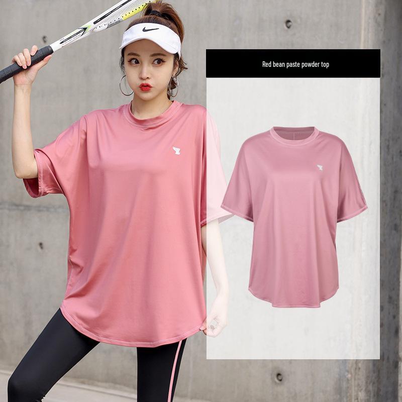 Women's Plus Size Yoga Set: Loose Short Sleeve T-Shirt & Gym Shorts