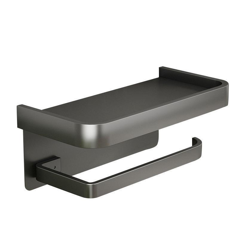 Punch-Free Bathroom Wall-Mounted Tissue and Phone Holder - Aluminum Alloy Shelf for Roll Paper