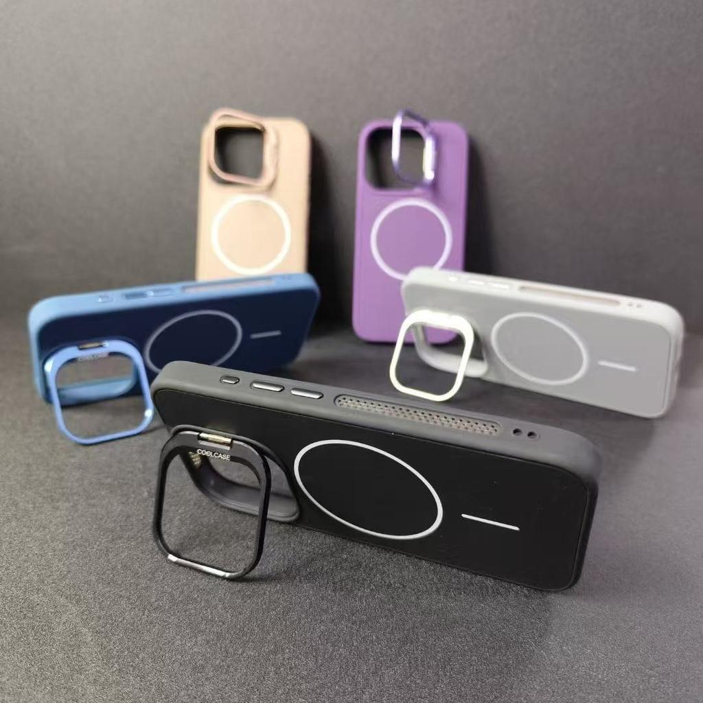 Fine Magnetic Attraction, Suitable for Apple 16promax Phone Case Mesh Heat Dissipation, Ip15pm Lens Bracket Full Cover Protective Case