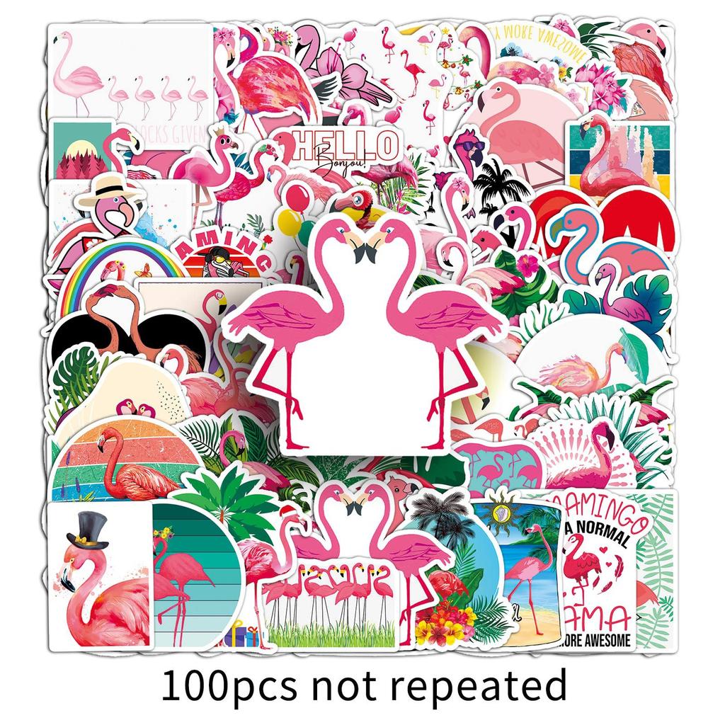 50 Flamingo Doodle Persönlichkeit Cartoon Niedliche Tiere Kinder DIY Koffer Handy Wasserbecher Autoaufkleber