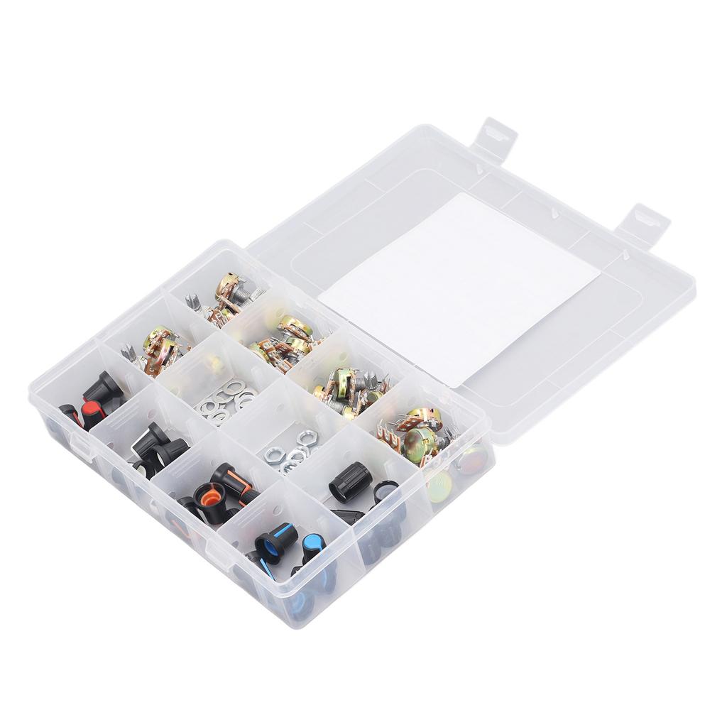 75Pcs Potentiometer Assortment Kit B5K B10K B20K B50K B100K Linear Rotary Taper Ohm Potentiometer
