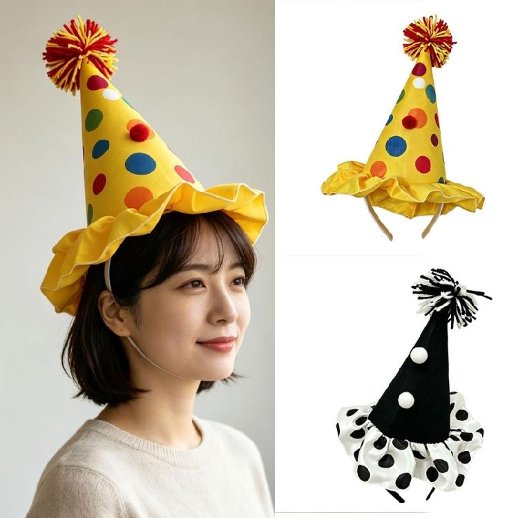 Cheerful Mini Party Clown Hat Headband with Wide Frame for Finishing Party Costumes without a Full-Size Hat Accessory