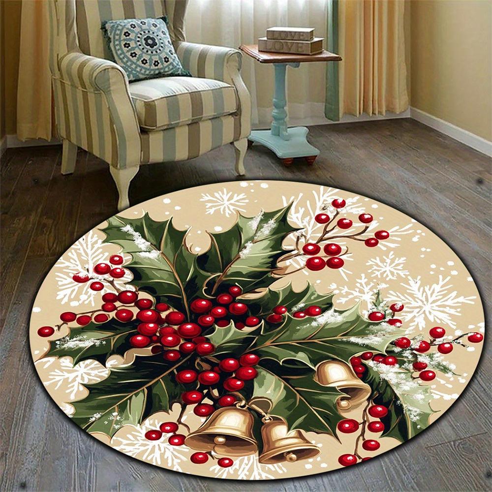 Christmas Round Rugs: Snowman, Santa,Tree & Gingerbread Delights for Festive Home Decor Room Floor Mats New Year Home Decoration