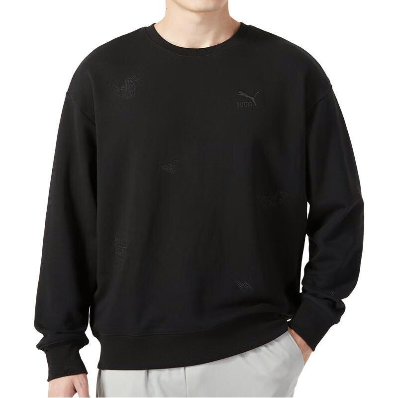 Puma Felpa Casual Sportiva Traspirante con Stampa Girocollo a Maniche Lunghe Unisex Nero 625253-01