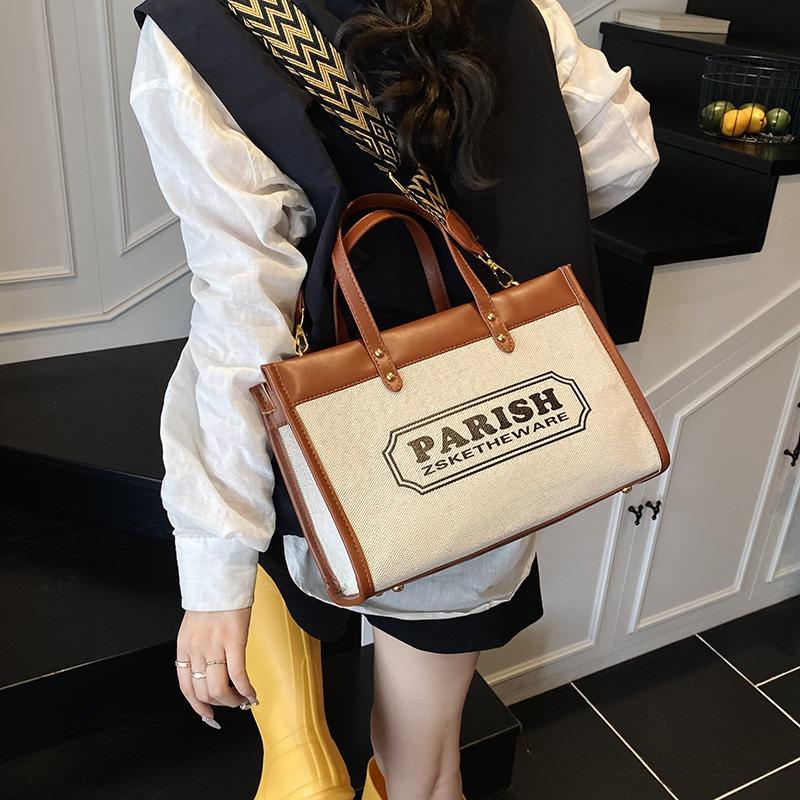Canvas bag women's new simple fashion letter printing handbag shoulder messenger bag tote bag