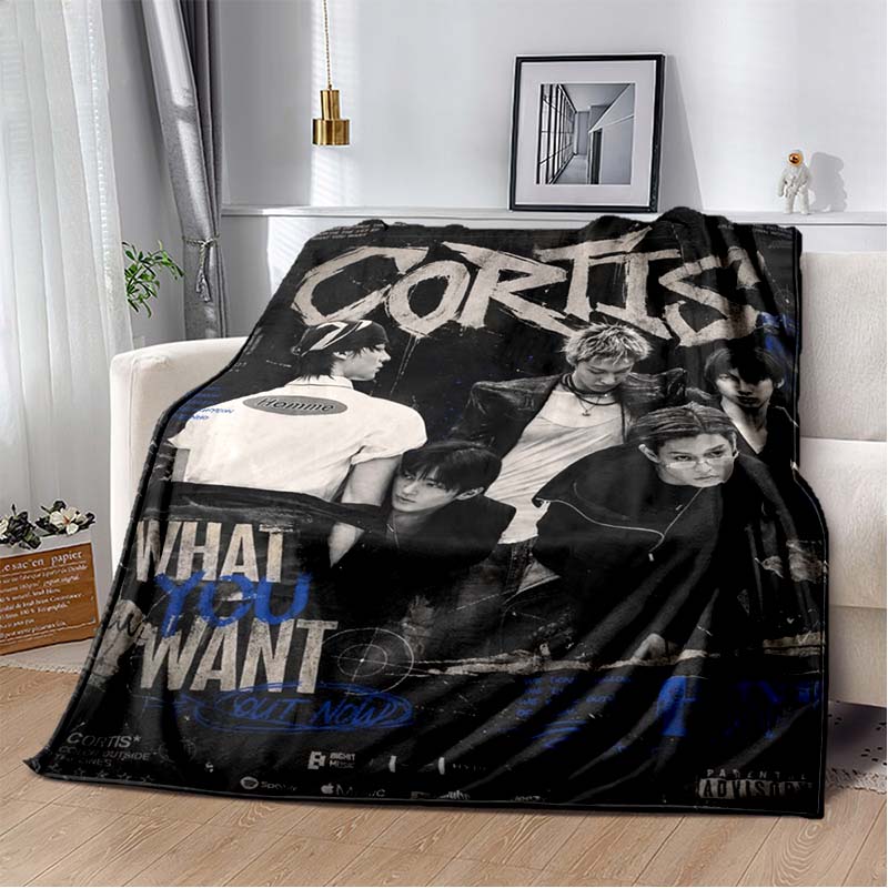 Cortis K‑popowy Zespół Chłopięcy Członek Portret Nadruk Koc Flanelowy Miękki Ciepły Koc Rzutowy Idol Fan Dom Sofa Łóżko Dekoracja Lekka Koc Podróżny