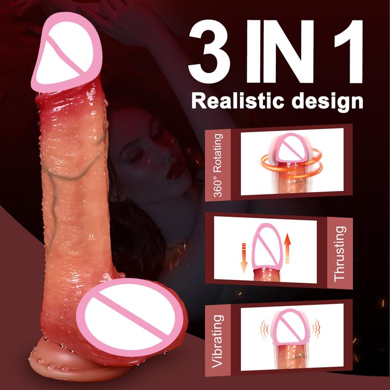 Remote Control Realistic Thrusting Dildo for Women Liquid Silicone Anal Big Penis With Suction Cup Skin Feeling Vibrator Sex Toy