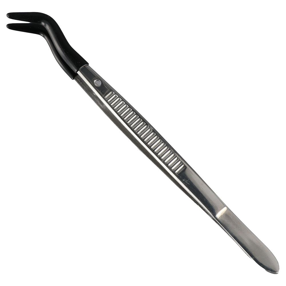 For Craft Making Tools Rubber Curved Tweezers 6.2inch Soft Bent Tip Tweezers Stainless Steel Craft Tweezers for Jewelry