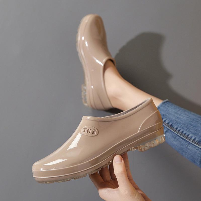 Low-top rain shoes water shoes rain boots rubber shoes women's kitchen non-slip work waterproof shallow mouth adult flat bottom short overshoes summer