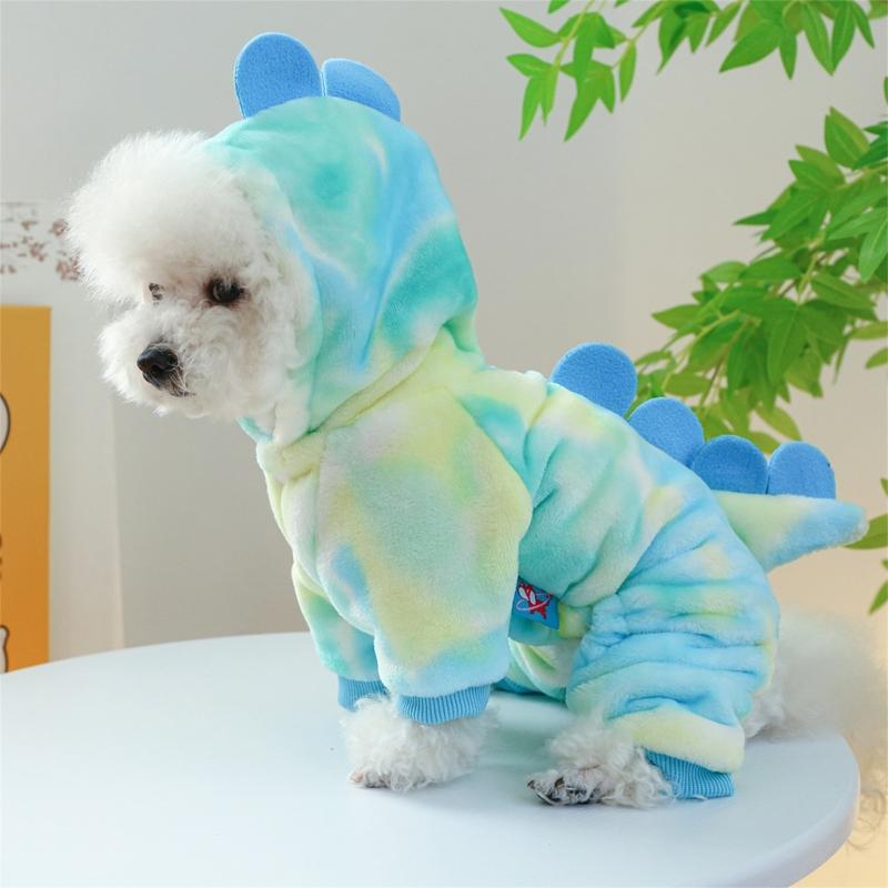 Dog Furry Jumpsuit for Dogs Boy Girl Medium Dogs for Indoor and Outdoor Use Cartoon Dinosaur Clothes Outfit for Pet Dogs