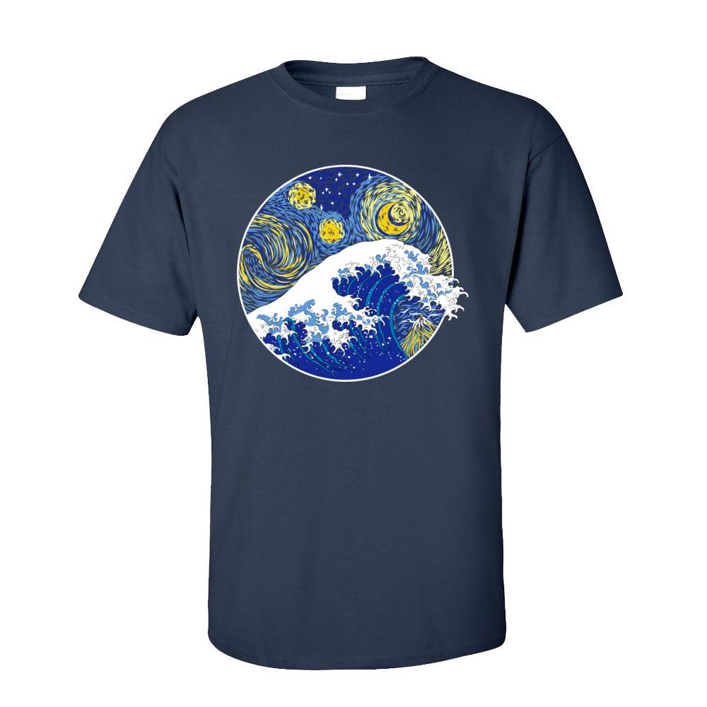 Tops TShirt Men Great Starry Wave T Shirt Thanksgiving Day Short Sleeve 100 Cotton Crew Neck Mens TShirt Personalized