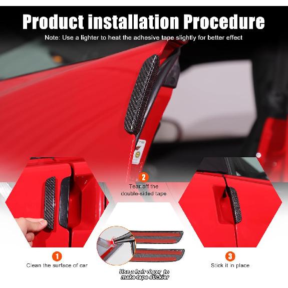 Dry Carbon Fiber Car Body Door Handle Moulding Cover Sticker for Corvette C6 2005-2013 Car Exterior Door Handle Cover Trim Frame Look Cover Trims