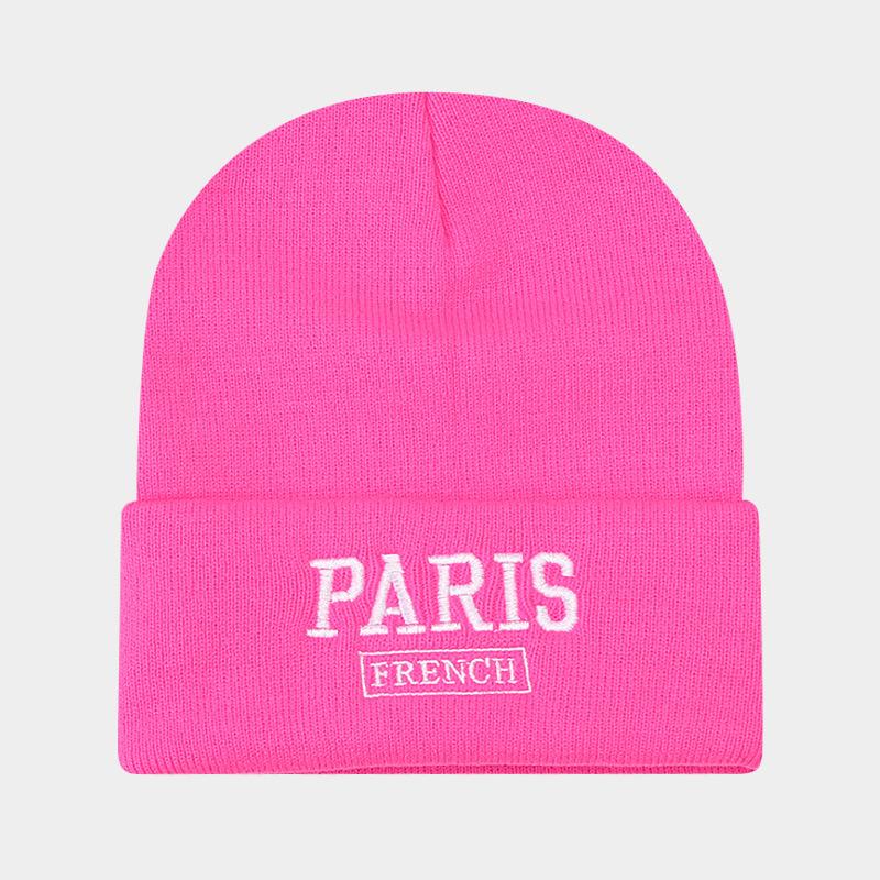 Large Version Knitted Hat Female Face Small Embroidered Letters Wool Pullover Hat Big Head Circumference Street Tide Hat