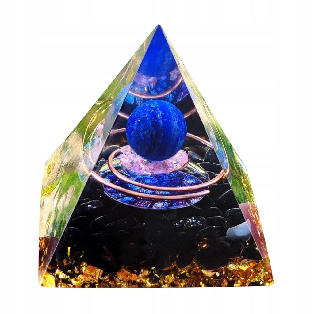 Pyramid Orgonite + Led Lamp Base 5Cm Crystal Stones Amulet 5Cm Hx07