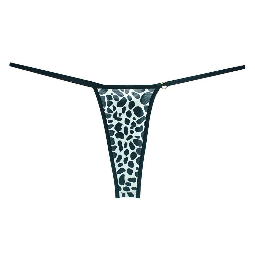 Dots Women Thongs Low Waist Leopard Panties Lingerie Striped Print Briefs  Fitness Wear L-Leopard A