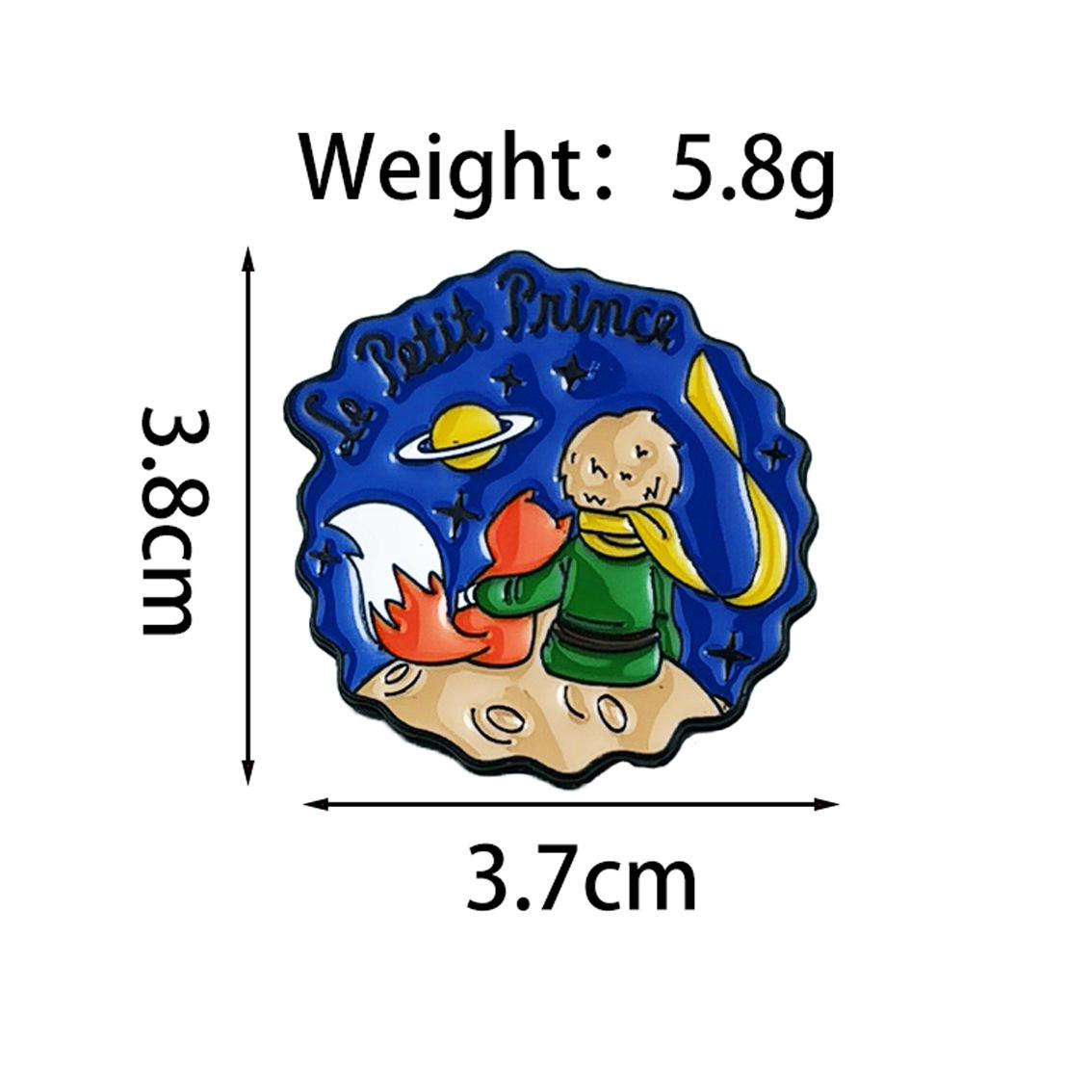 Creative Little Prince & Animal Friends Cartoon Badge: English Letters Apparel Hat Brooch