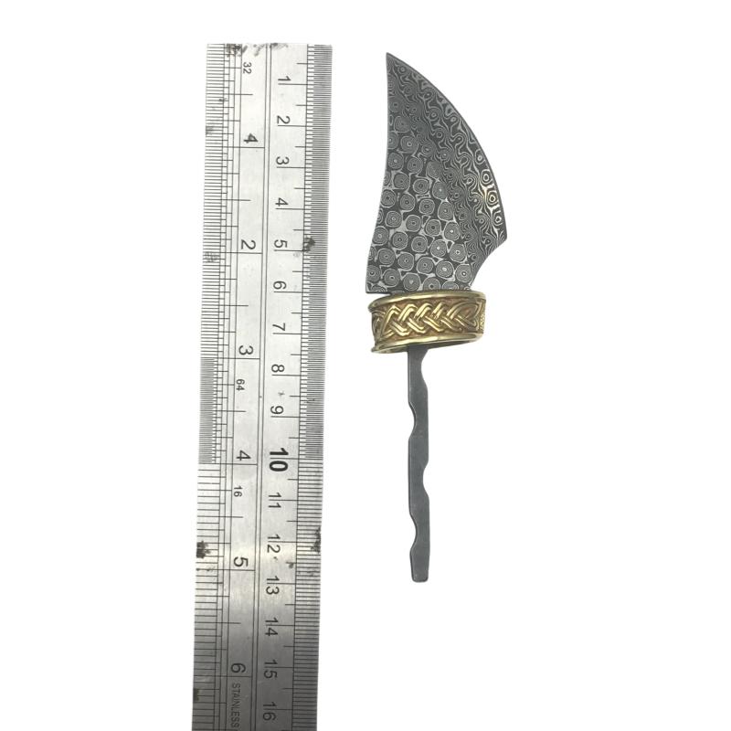 Damaststahl Klingenrohlinge für Teemesser mit feststehender Klinge - Haushalts-DIY-Messerrohlinge für die Küche, Gerade Messer und DIY-Messerbau-Set