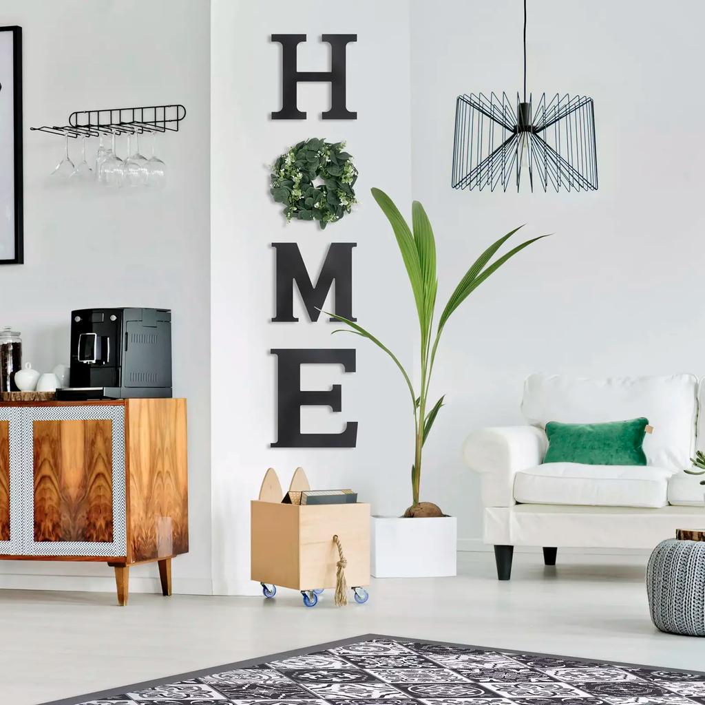 Holz Home Buchstaben Wandbehang Heimschild mit künstlicher Eukalyptusdekoration für Wohnzimmer Haus