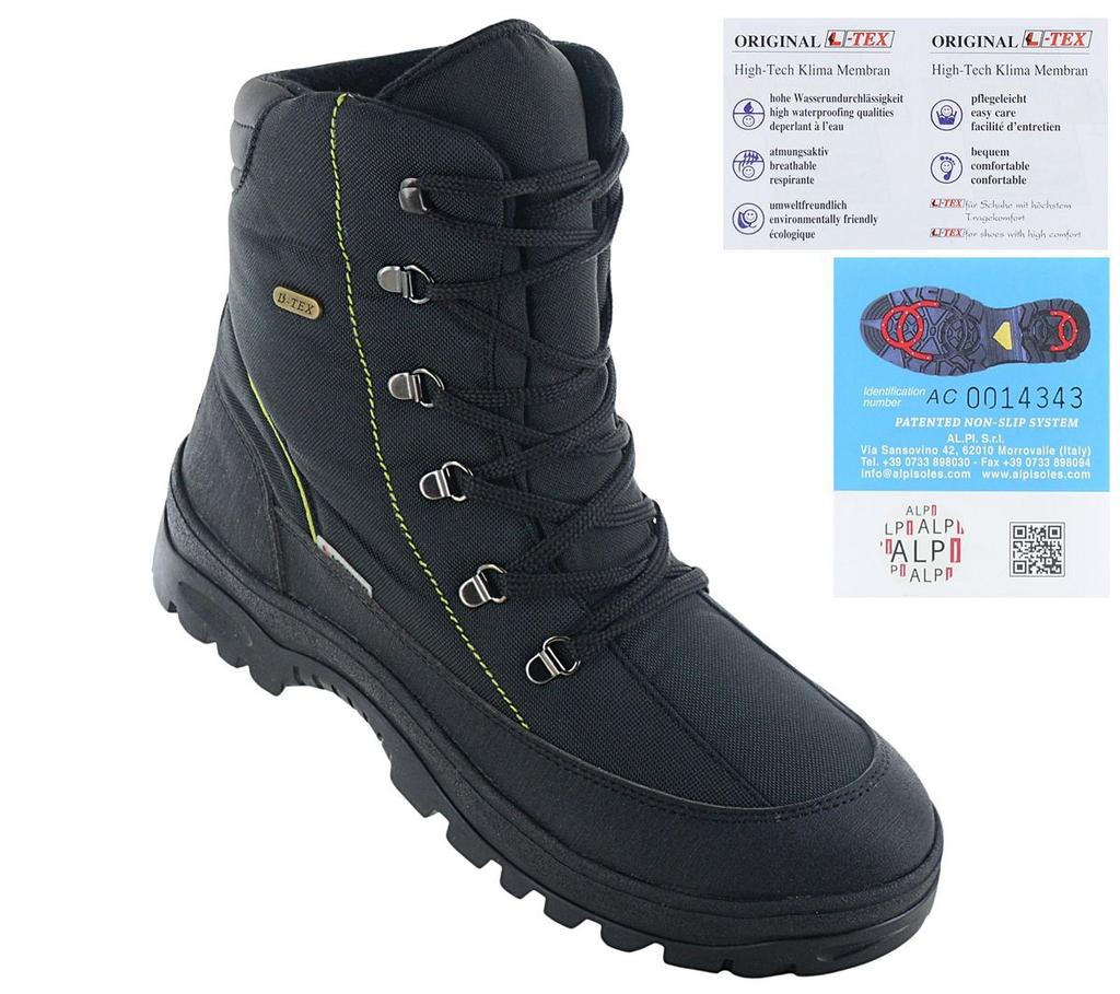 Lackner Kitzbühel Gary TX - Herren Winter Stiefel mit integrierten Spikes 7653 Schwarz ORIGINAL