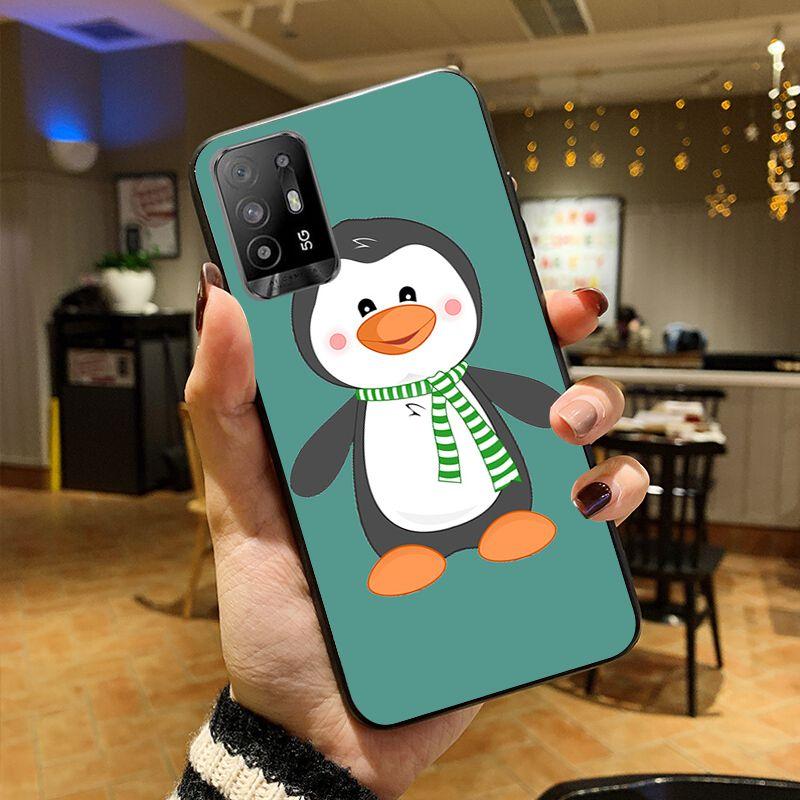 Cartoon Lovely Baby Penguin Phone Cover For OPPO A74 A94 5G A3S A5S A9 A12 A15 A15S A52 A53 A53S A72 A73 2020 A91 5G Cases Coque