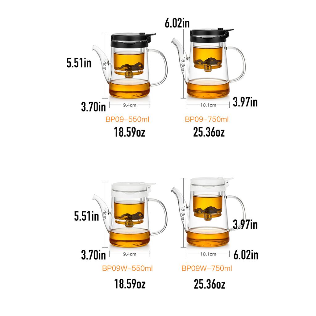 Bonston-Elegant Teapot with Insulation Separation, Bubble Tea Cup, Heat-Resistant Glass Teapot, Simple Filter Tea Cup