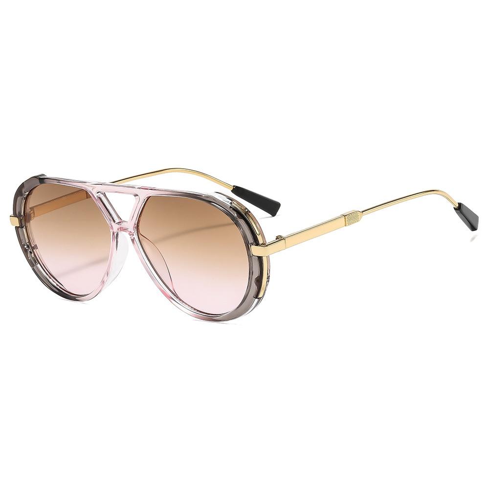 

New Retro Pilot Double Beam Women Sunglasses Luxury Leopard Print Gradient Design High Quality Men Punk Uv400 as picture
