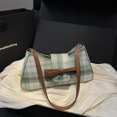 Bolsas femininas da moda e bonitas, novas bolsas xadrez versáteis casuais de ombro e axila