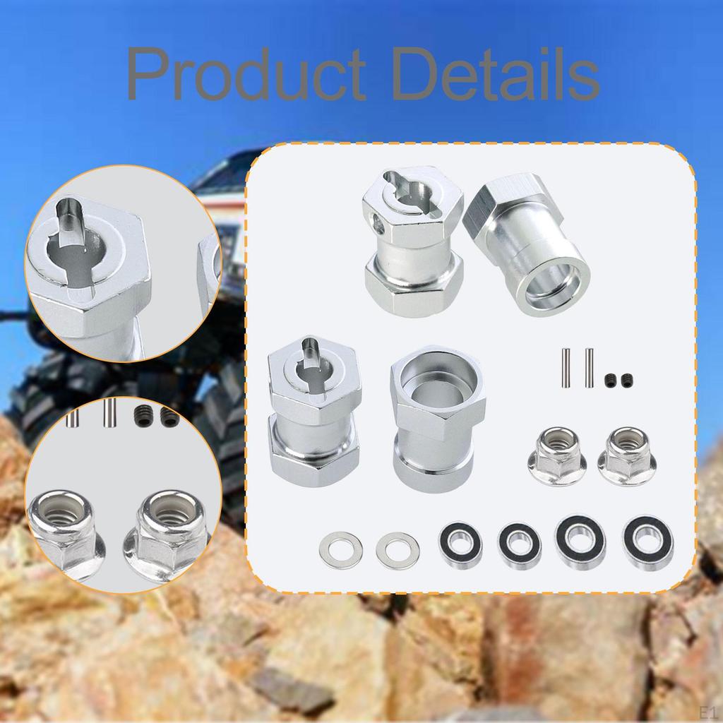 4 Pieces Wheel Extenders Aluminum 5mm Bore Replacement with Axle Pins for 1/10 RC Crawler Accessory