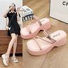 Small summer height increase retro platform slippers 2025 new cross-strap platform shoes Roman sandals