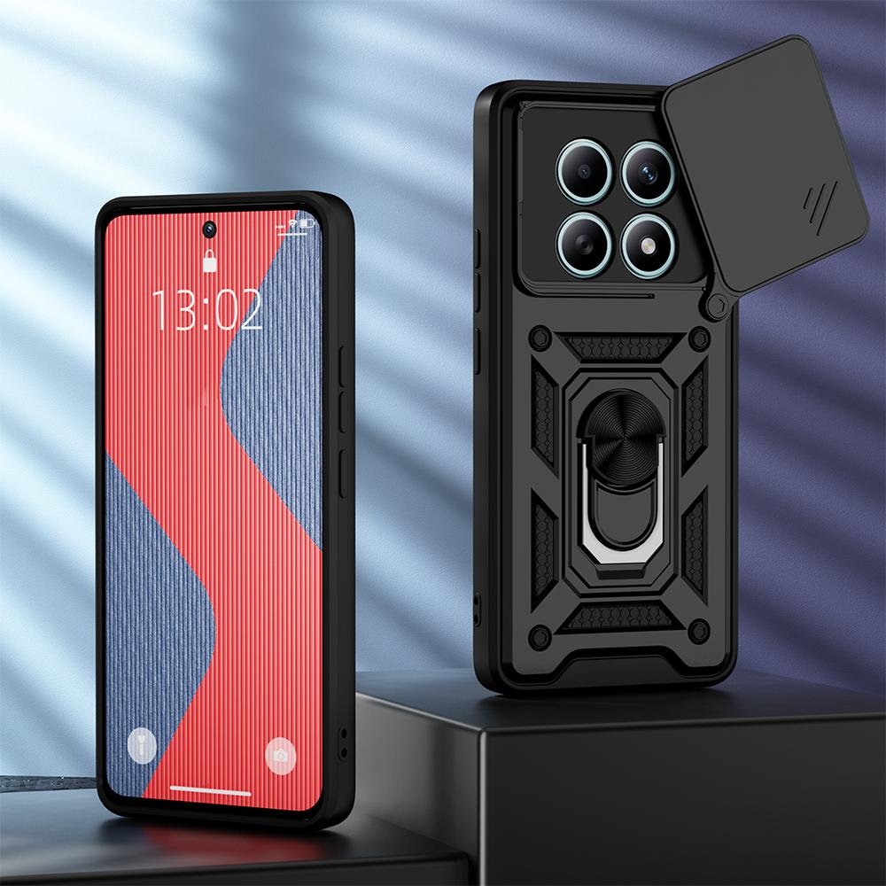 KEYSION Shockproof Case for Redmi Note 15 Pro 4G 15 Pro+ 5G Slide Camera Lens Protection Ring Stand Phone Cover for Redmi Note15