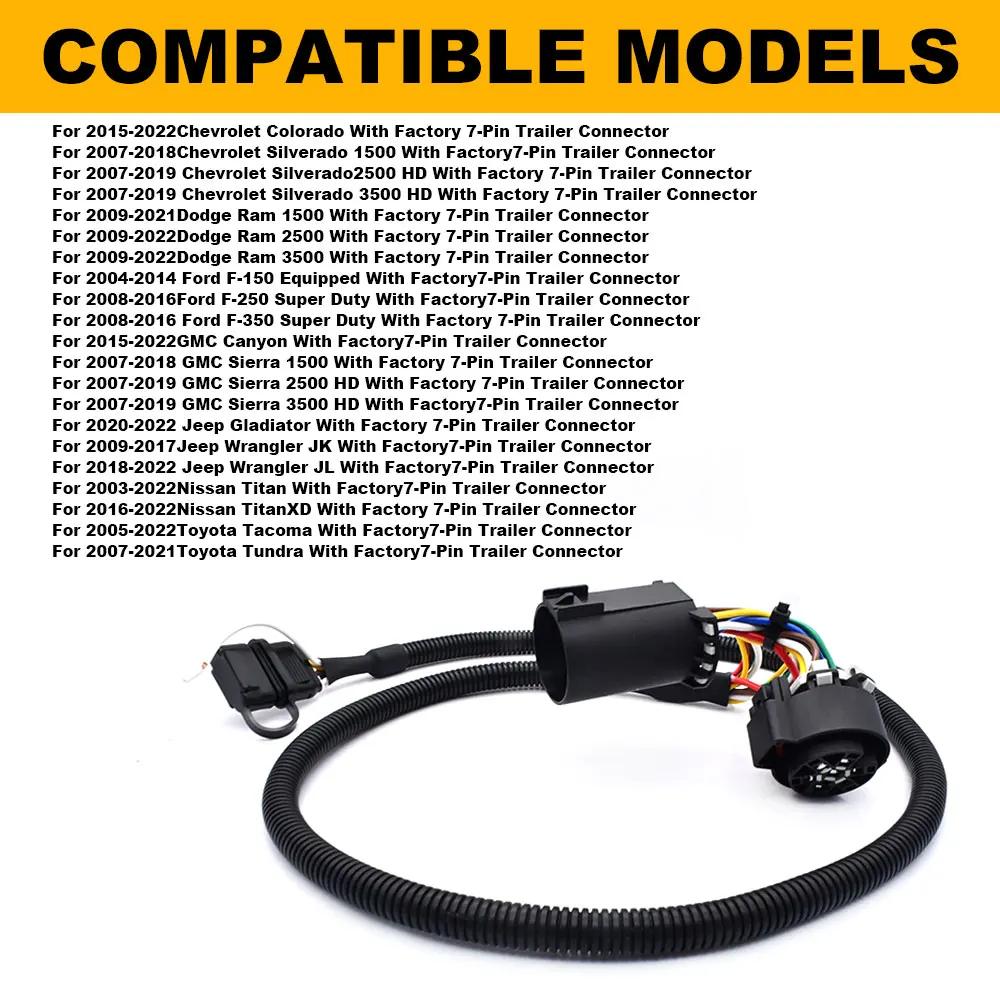 Trailer Tailgate Light Bar Wire Harness 7 Way to 4 Pin For Tundra Tacoma Extension Wiring Connector Adapter with Reverse Wire