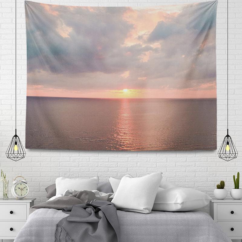 Summer Seaside Waves Sunset Beautiful Scenery Printing Pattern Tapestry Home Living Room Bedroom Wall Decoration Tapestry