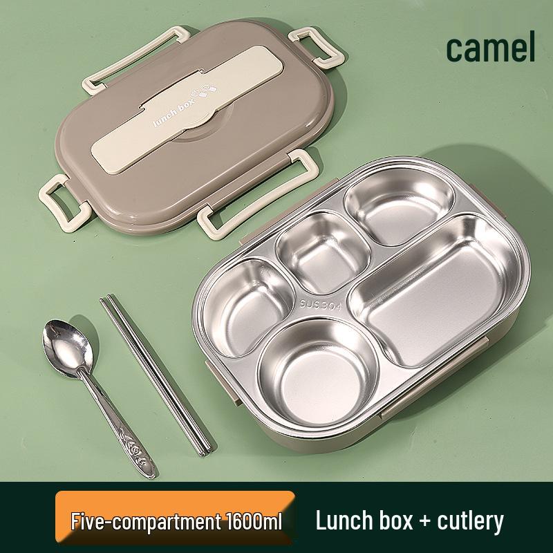 Large Stainless Steel Lunch Box with Lid and Soup Bowl, Insulated Meal Tray for Students and Office Workers