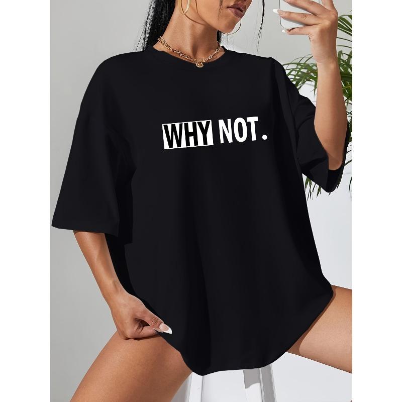 European and American Fast Fashion Black Casual Letter Print T-Shirt Simple Round Neck Short Sleeve Loose Comfortable Top