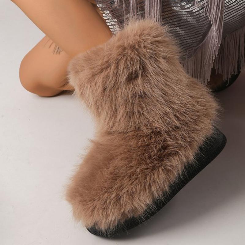 Fashion Y2K Fluffy Furry Snow Boots Women Winter Thicken Short Plush Warm Ankle Boots Woman Comfy Non Slip Platform Winter Shoes Female