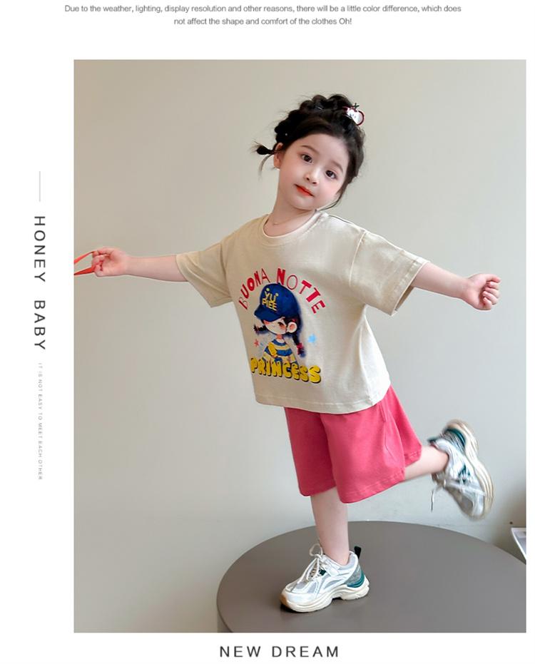 Girls' Summer Short Sleeved Set 2026 New Children's Summer Shorts Two Piece Set Baby Stylish Sportswear