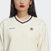 Adidas Originals X Sporty & Rich Striped Brand Logo Print Cropped V-Neck Sweater Women Sweater White IN5247