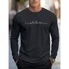 Autumn and Winter 100 Cotton Men's Top T-shirt Men's Long Sleeved Round Neck Loose Oversized T-shirt Top