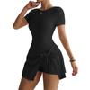 Casual Yoga One-Piece Short Skirt Tight Back Fake Two Pieces Outdoor Fitness Anti-Light Sports Tennis Skirt Women