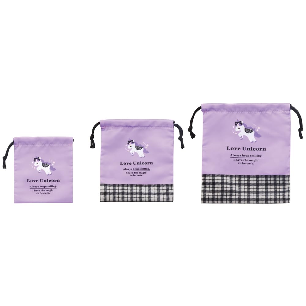 Zestaw 3 woreczków ze sznurkiem Skater, Motyw Jednorożca Miłości, Design, KB3S-A