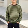 Boys Long Sleeve Striped Cotton T-Shirt Neck Pullover Top for Toddler Kids Spring and Fall