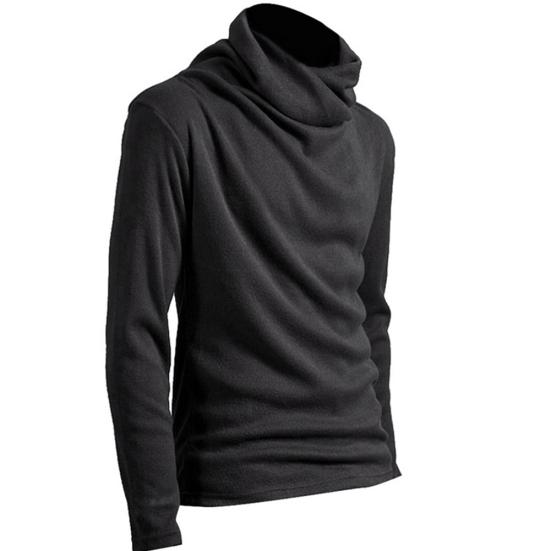 Schickes Herren Einfarbiges Stehkragen Langarm Pullover Unterhemd Slim T-Shirt